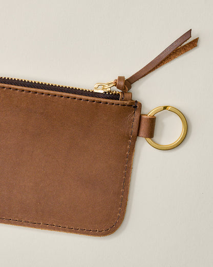 Leather Zip Chocolate Key Pouch