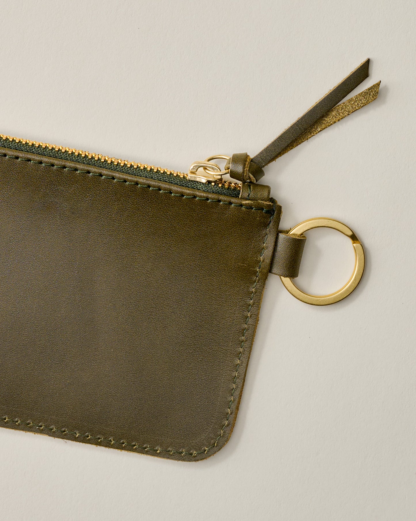 Leather Zip Olive Key Pouch