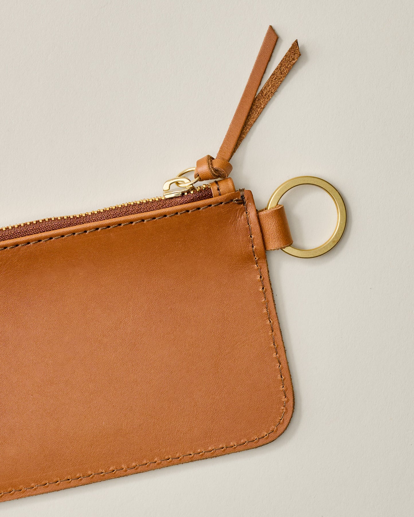 Leather Zip Tan Key Pouch