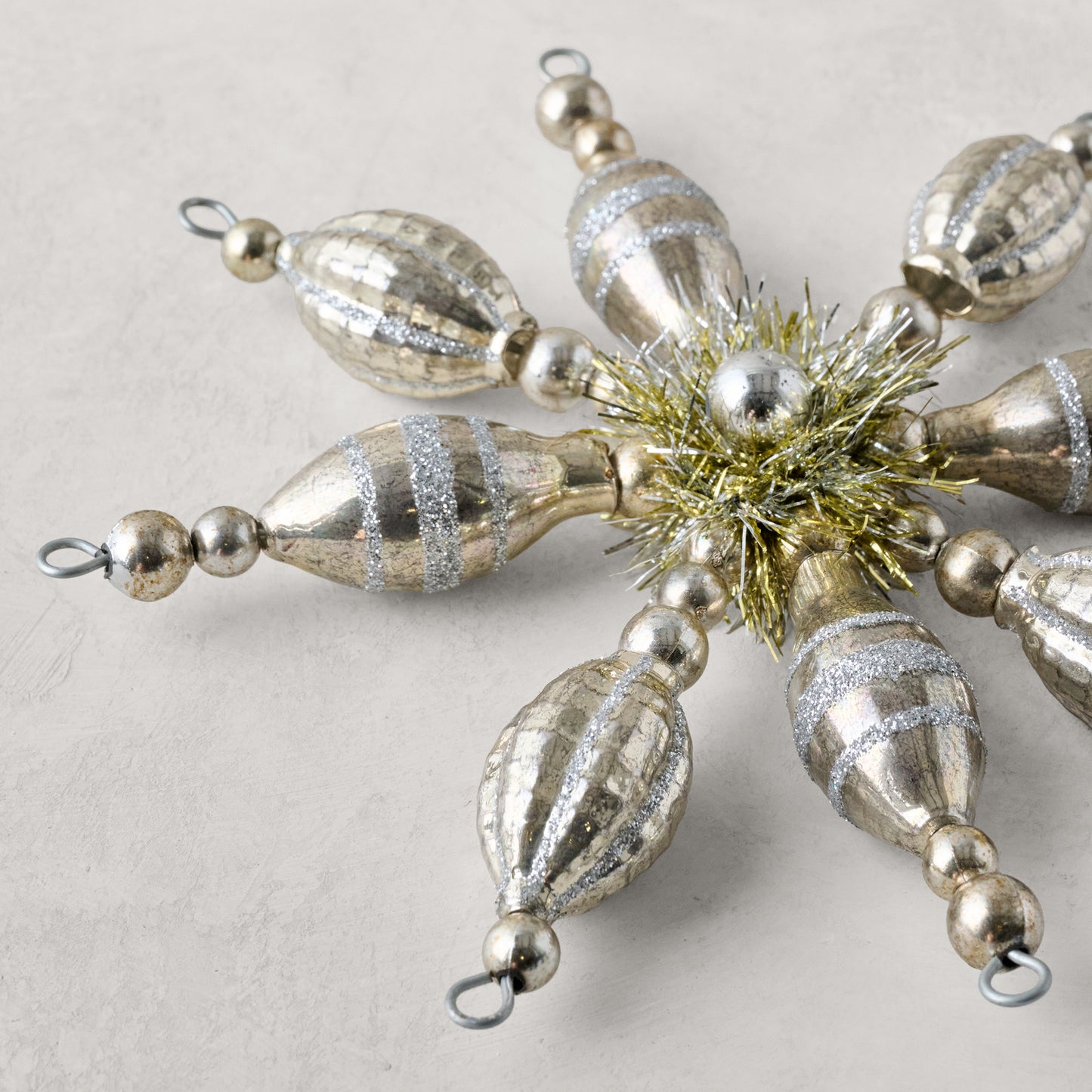 Vintage-Inspired Snowflake Ornament up close