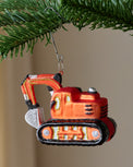 Chip's Excavator Ornament shown on tree