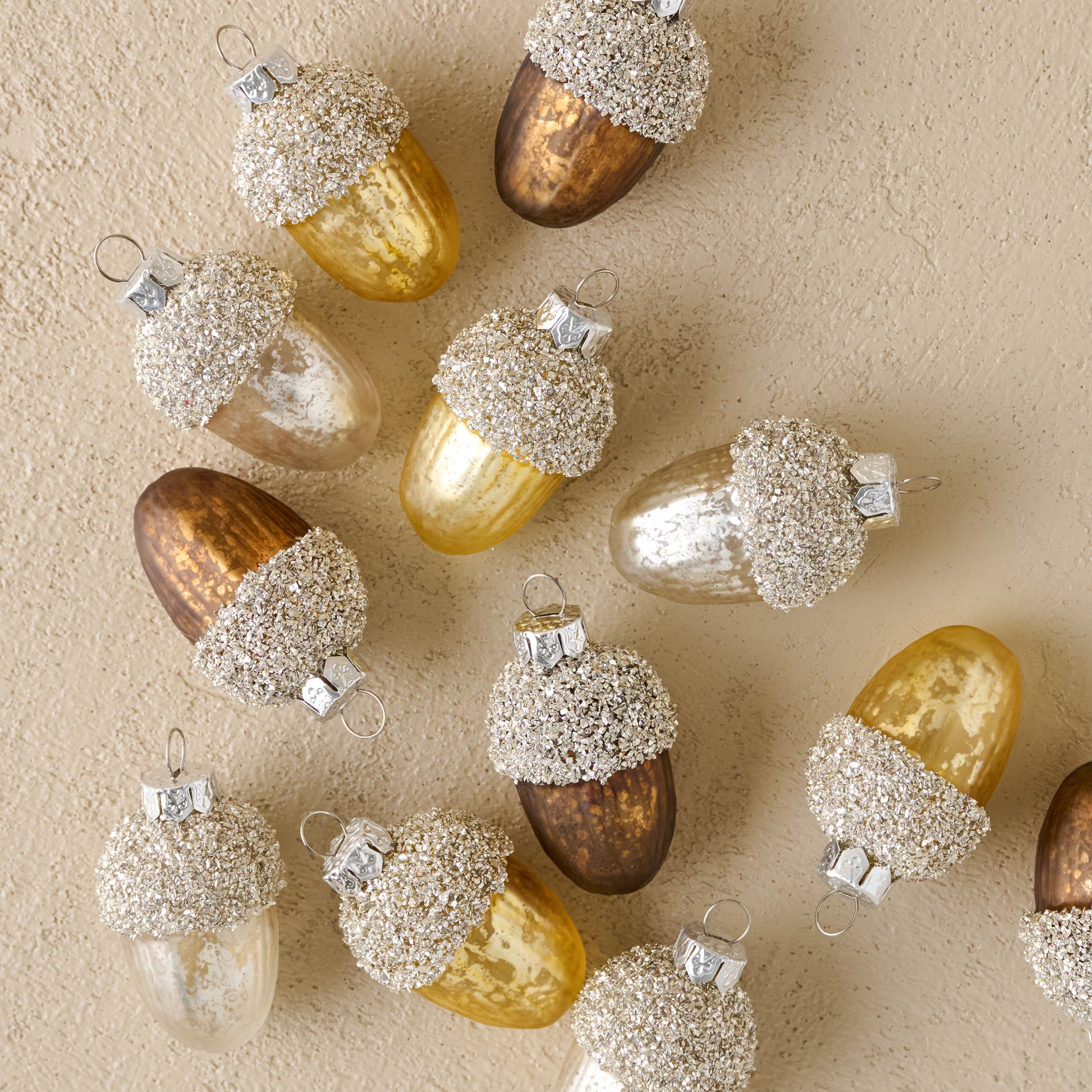Glass Acorn Ornament, Set of 12