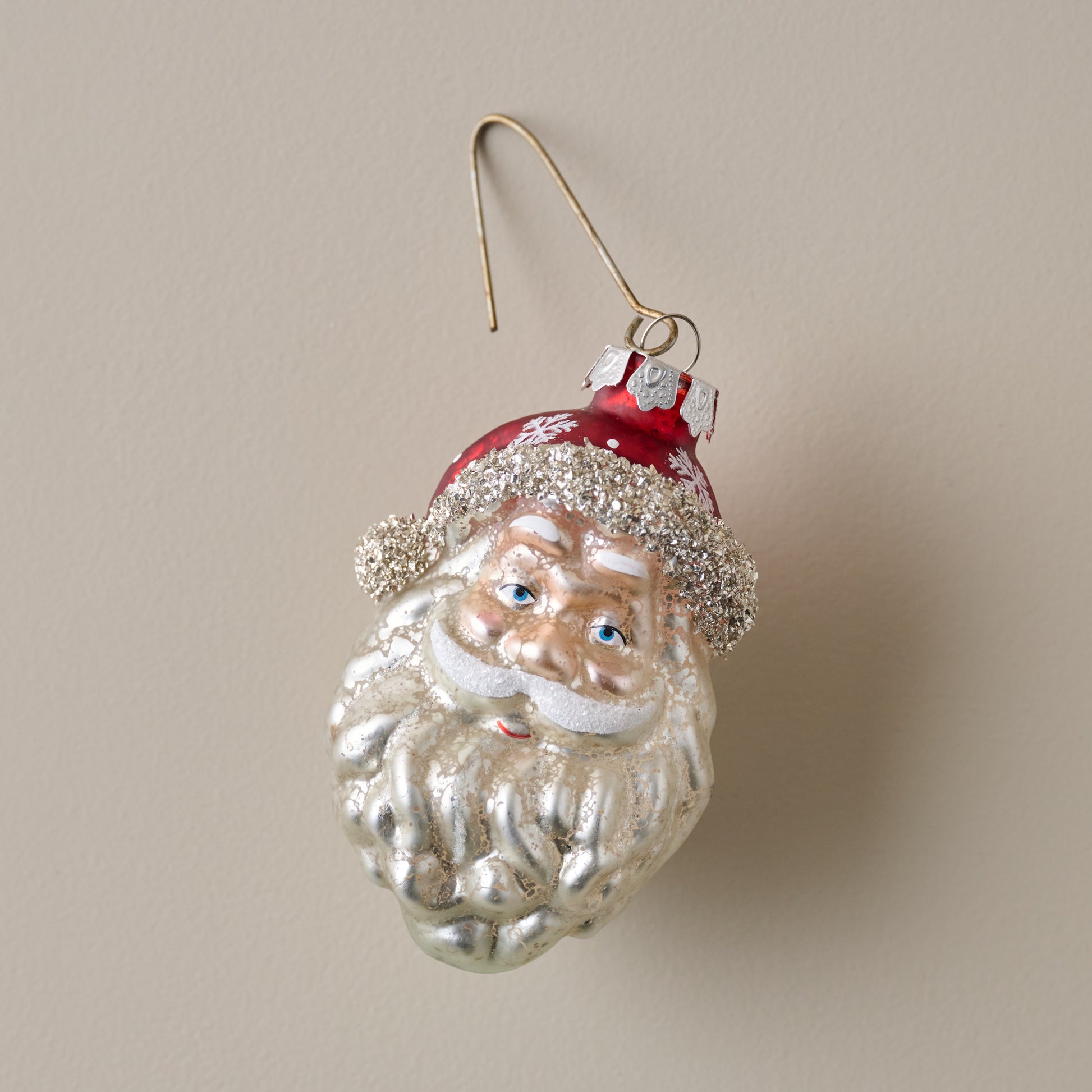 Vintage Blown Glass Santa Ornament