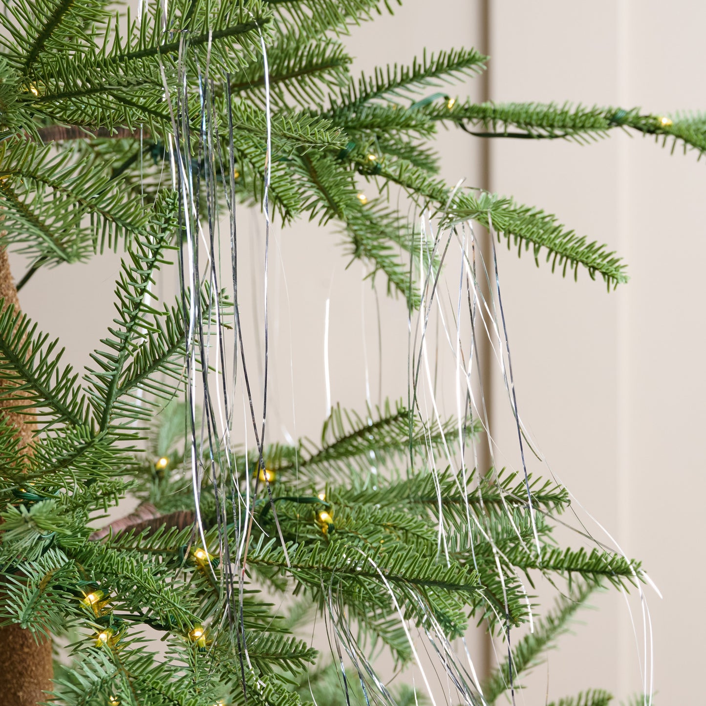 Dazzling Vintage Tinsel shown on christmas tree branches