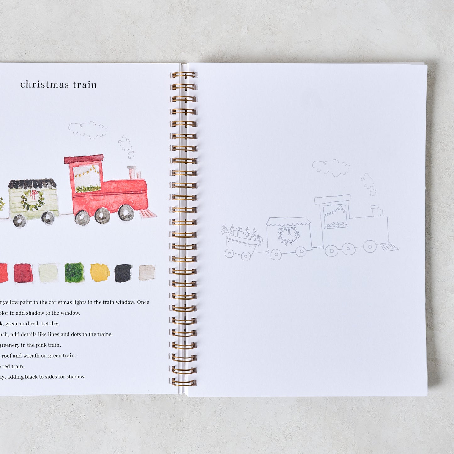 Christmas Watercolor Workbook shown open
