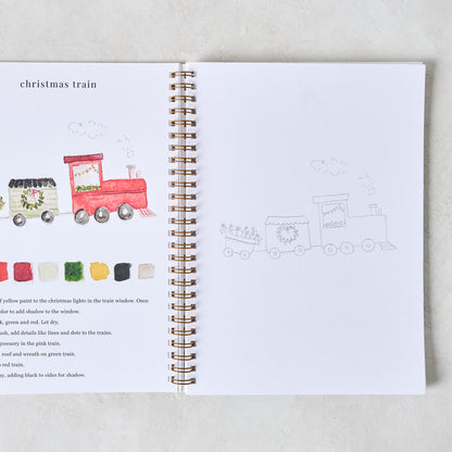 Christmas Watercolor Workbook shown open