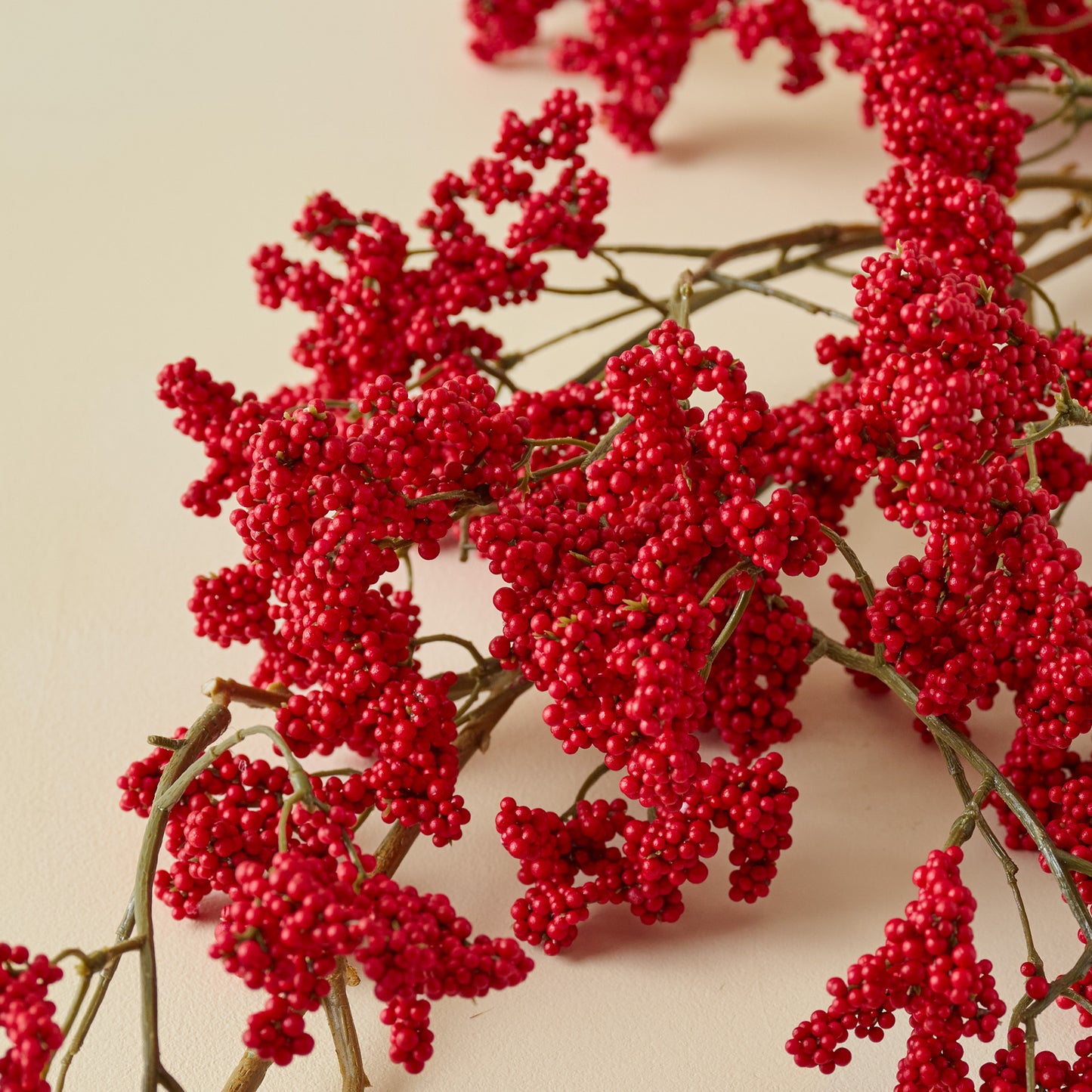 Oversized Red Berry Hanging Pick up close