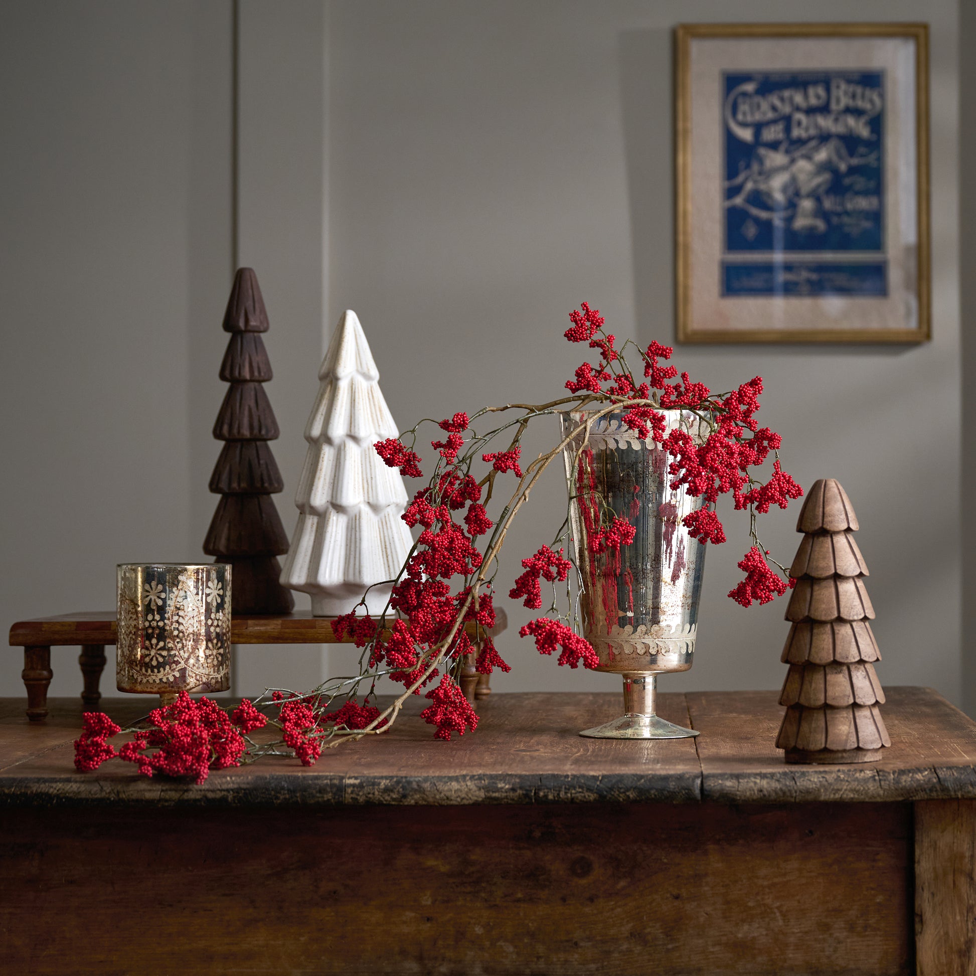 Oversized Red Berry Hanging Pick in a vase