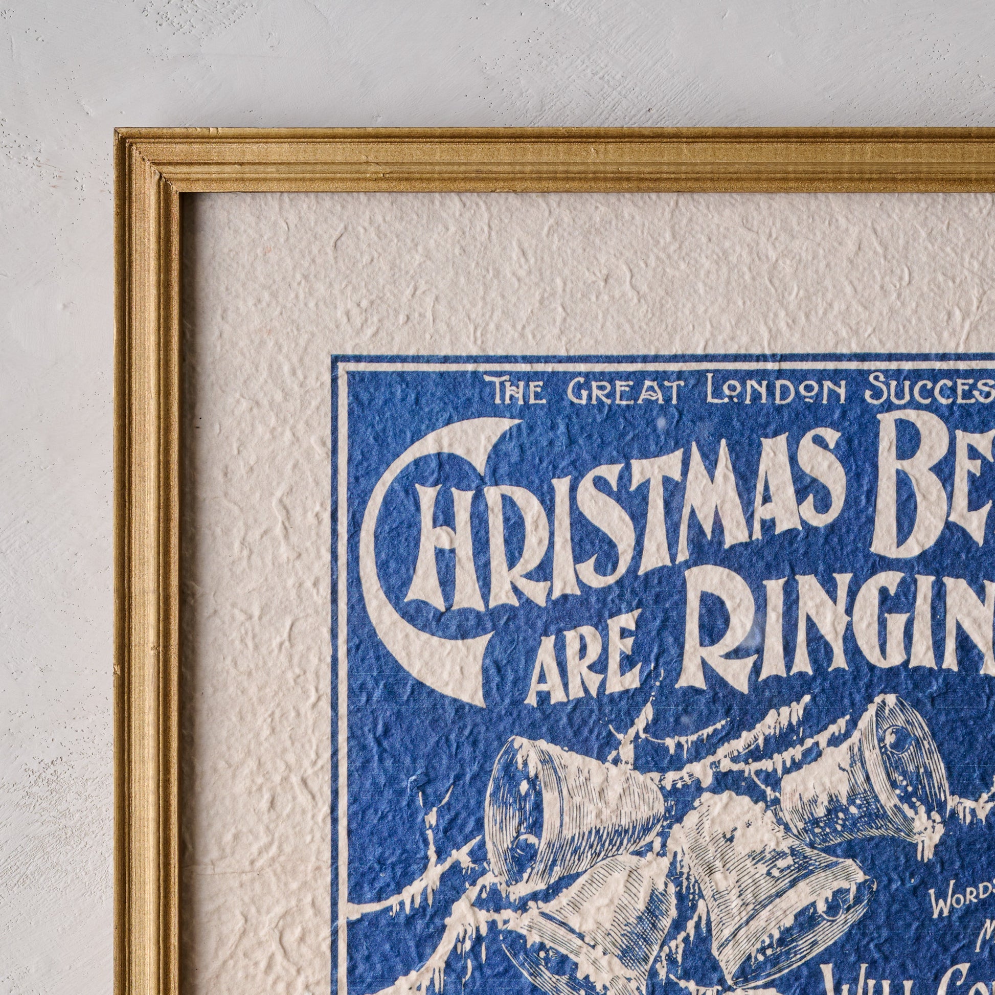 Vintage Christmas Bells Are Ringing Framed Print up close