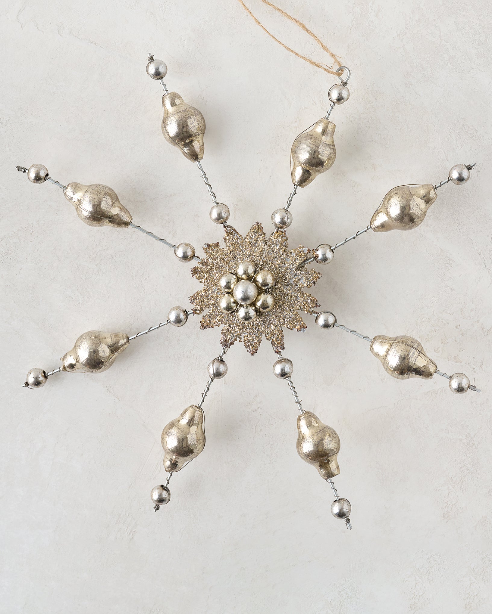 Mercury Glass Beaded Snowflake Ornament