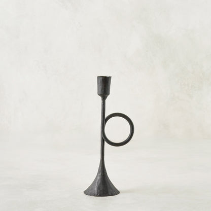 Small Black Antique Inspired Trumpet Taperholder