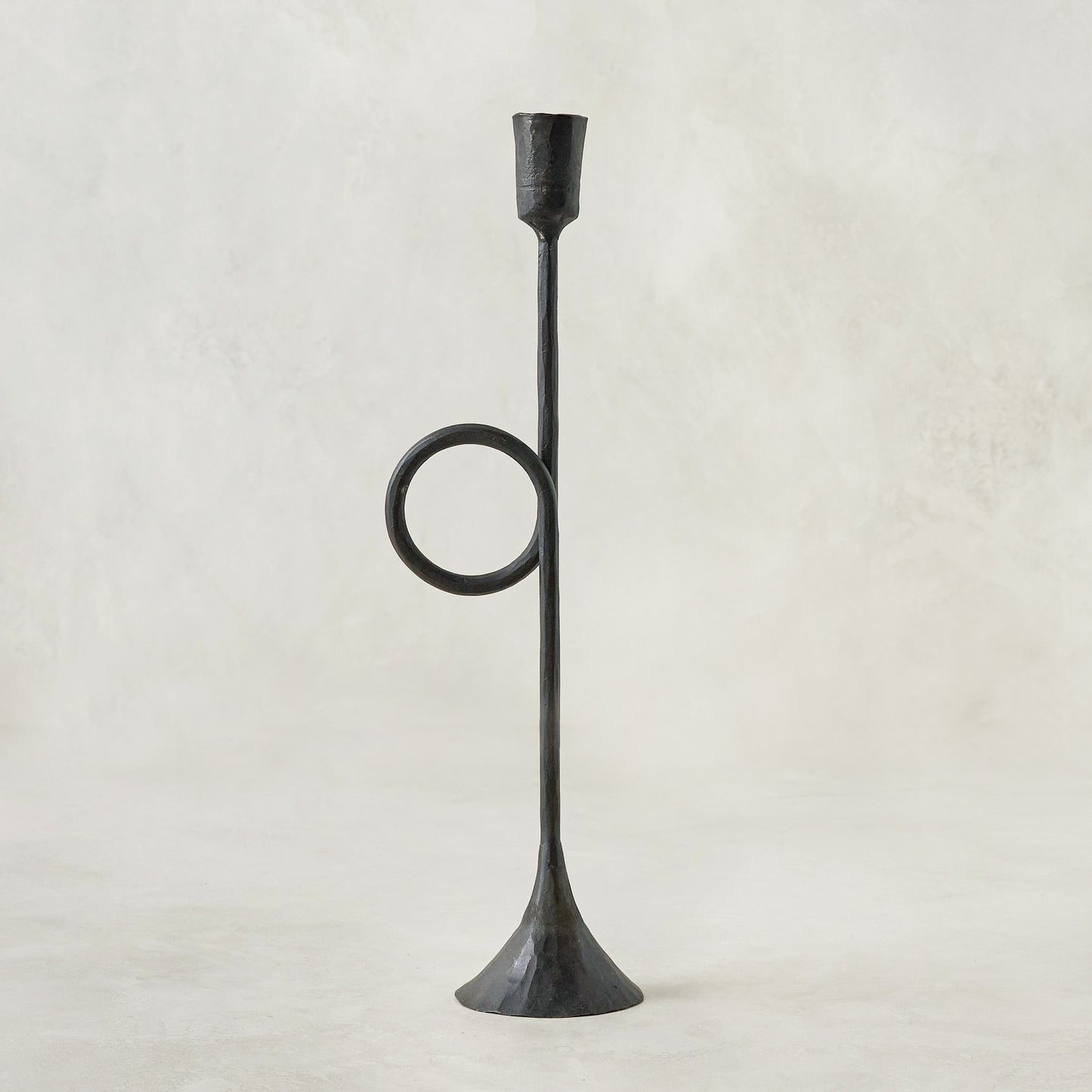 Large Black Antique Inspired Trumpet Taperholder