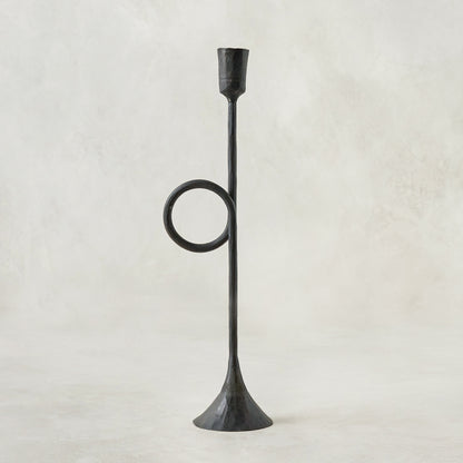 Large Black Antique Inspired Trumpet Taperholder