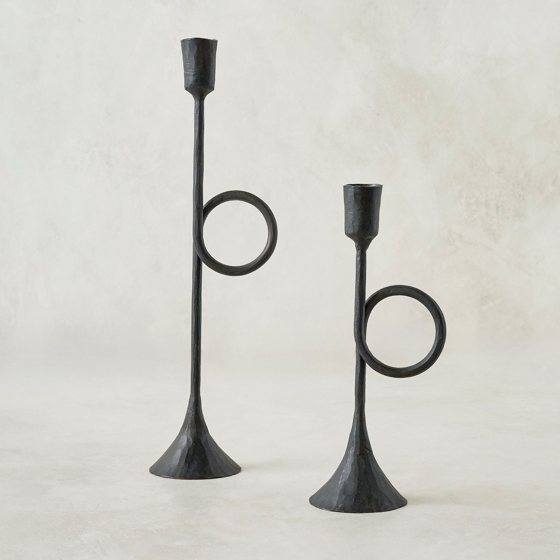 Black Antique Inspired Trumpet Taperholders