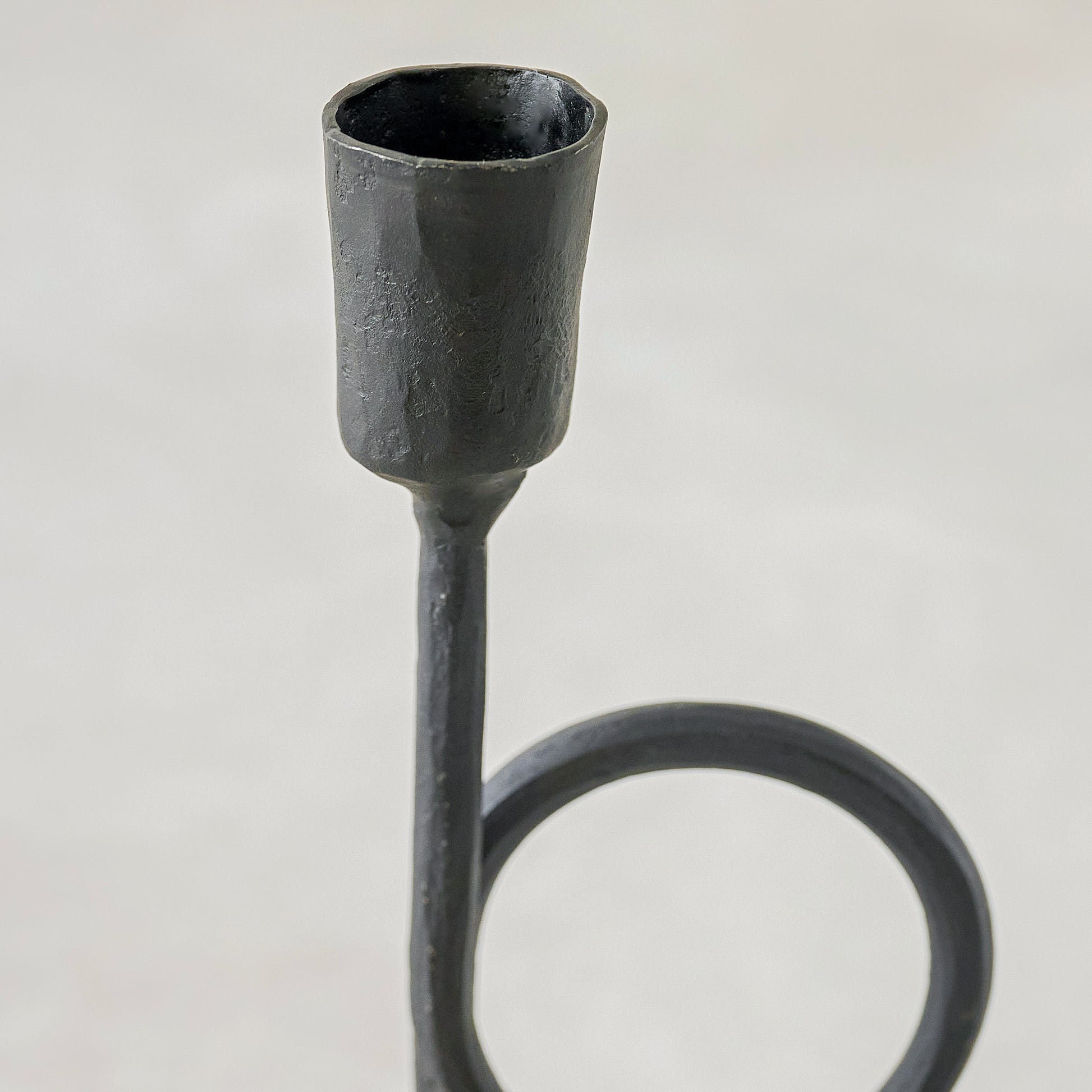 Black Antique Inspired Trumpet Taperholder close up