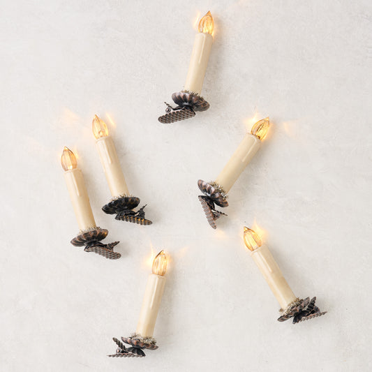 Vintage-Inspired LED Light Candle Clip Ornament, Set of 6