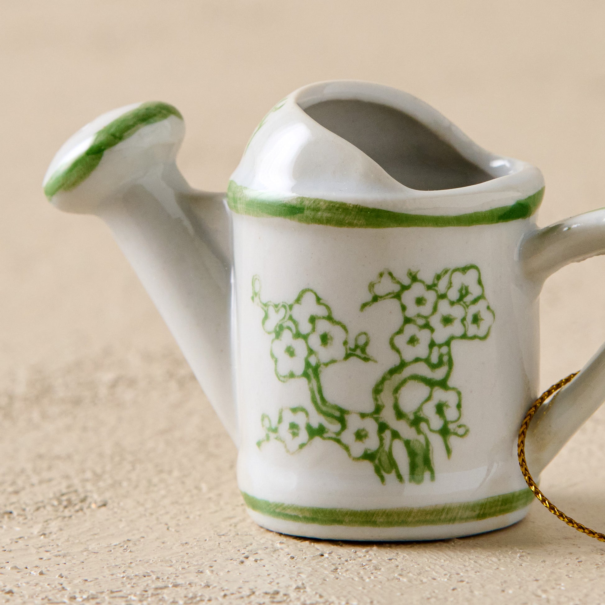 Ceramic Watering Can Ornament up close