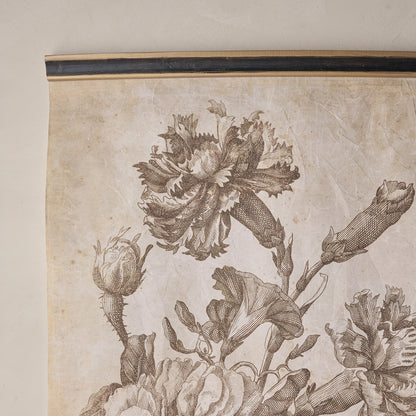 Set of II Vintage Floral Sketch Tapestry corner up close