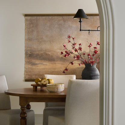 Oversized Celestial Drifts Vintage Tapestry shown hung in dining room