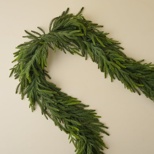 Real Touch Norfolk Pine Mantel Swag - 97"