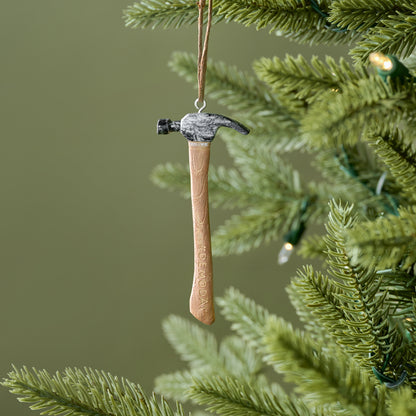 #DEMODAY Hammer Ornament shown on tree