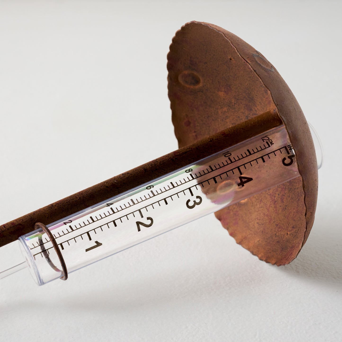 Mushroom Aged Iron Rain Gauge