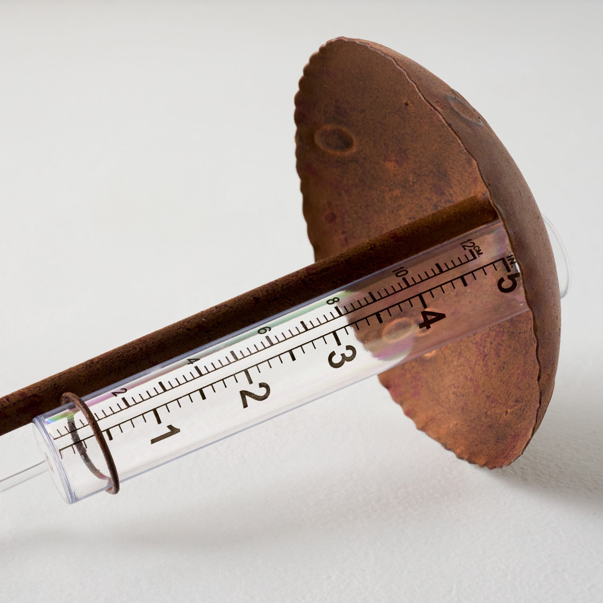 Mushroom Aged Iron Rain Gauge