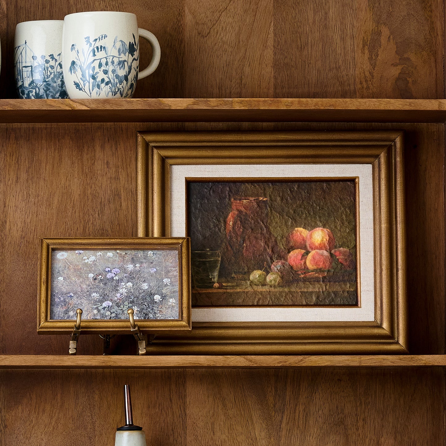 Wildflowers in Bloom Framed Art on a shelf