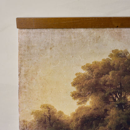 corner view of Oversized wall art tapestry called Daybreak Vintage