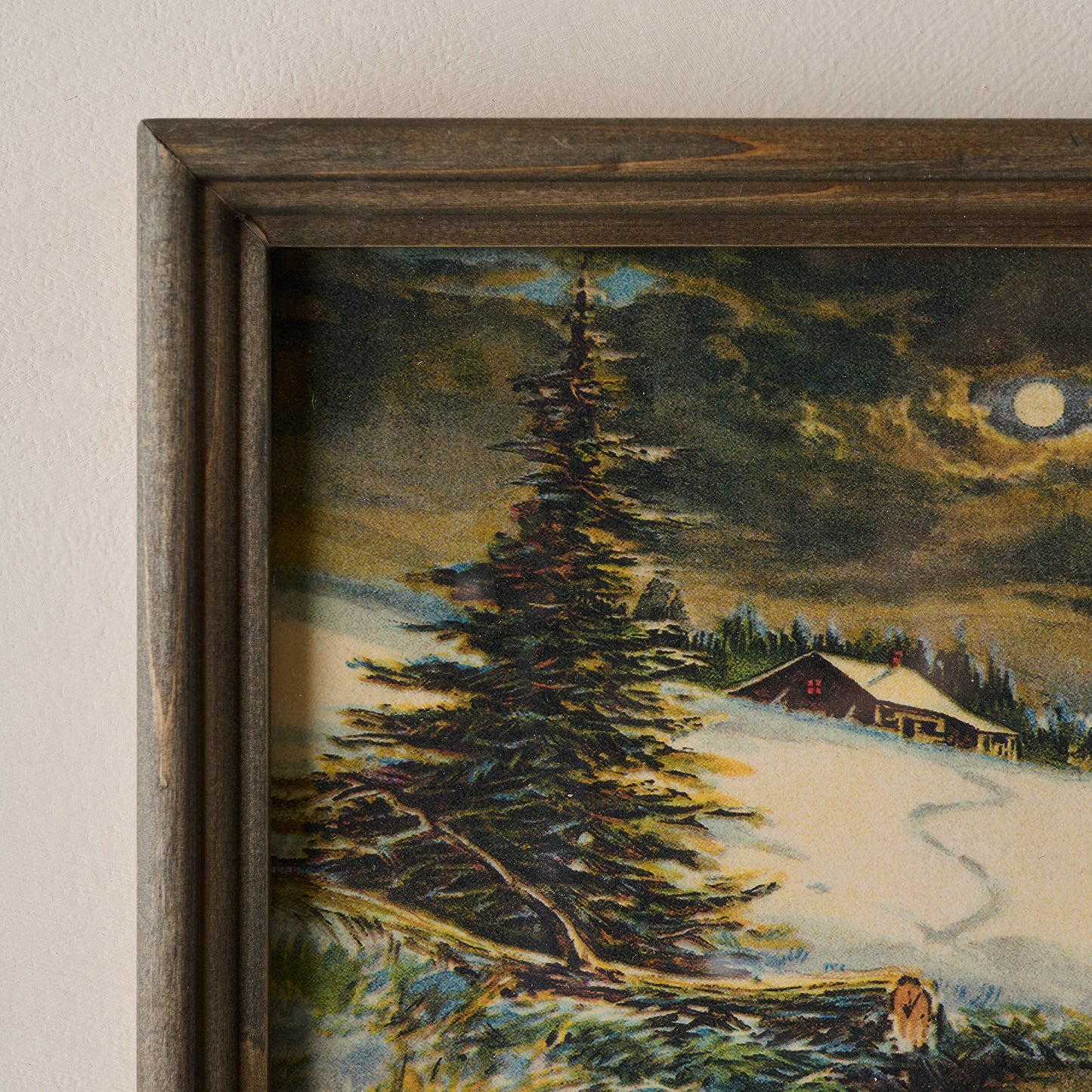 Vintage Alpine Retreat Framed Print up close
