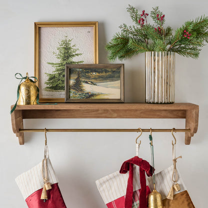Vintage Alpine Retreat Framed Print on a wall shelf