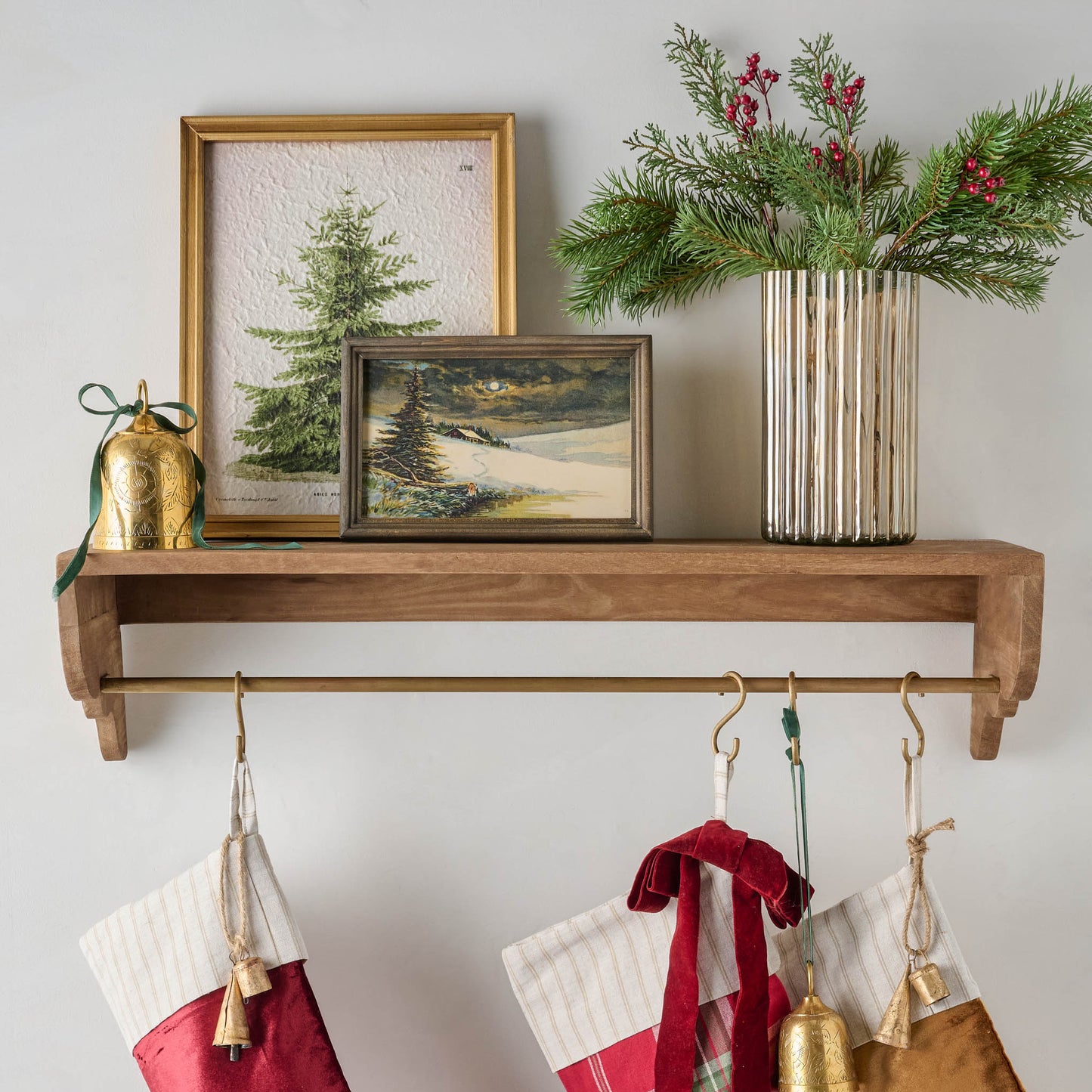 Alexandria Ribbed Glass Hurricane on a shelf