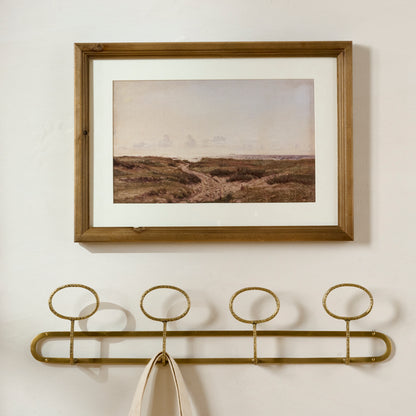 Coastal Reverie shown hung above wall hooks