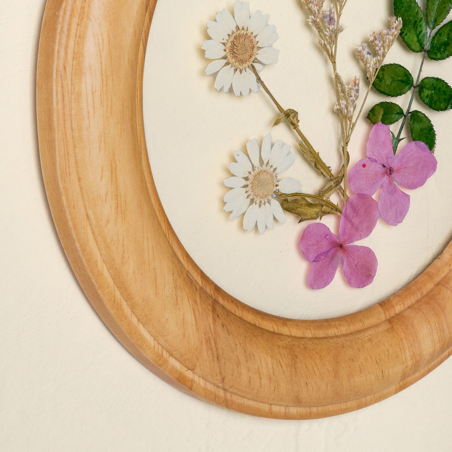 Pressed Botanicals in Wood Frame close up