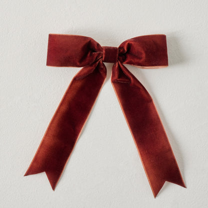 Burgundy Velvet Bow Ornament Clip