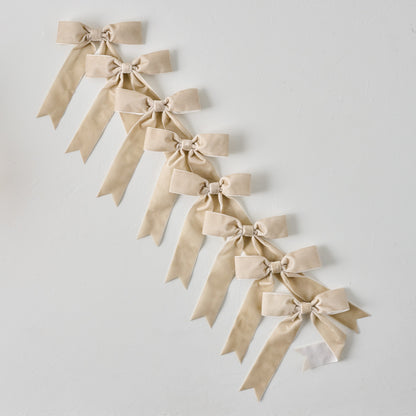 Velvet Bow Ornament Clip, Set of 8 in champagne