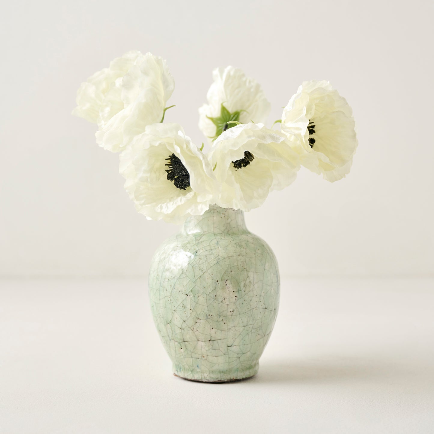 White Anemone Bouquet shown in vase