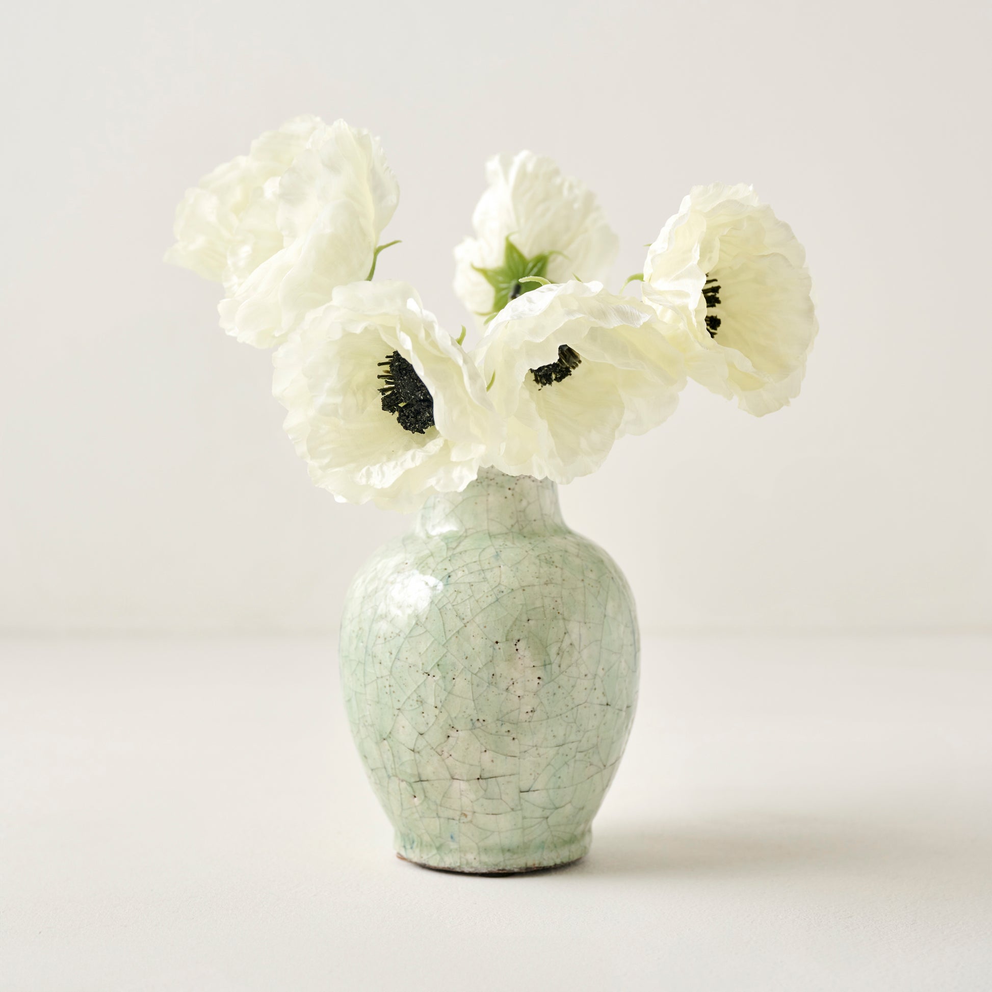 White Anemone Bouquet shown in vase