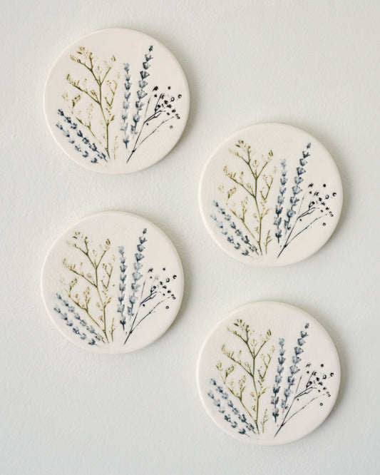 Pressed Floral Coaster Set of Four