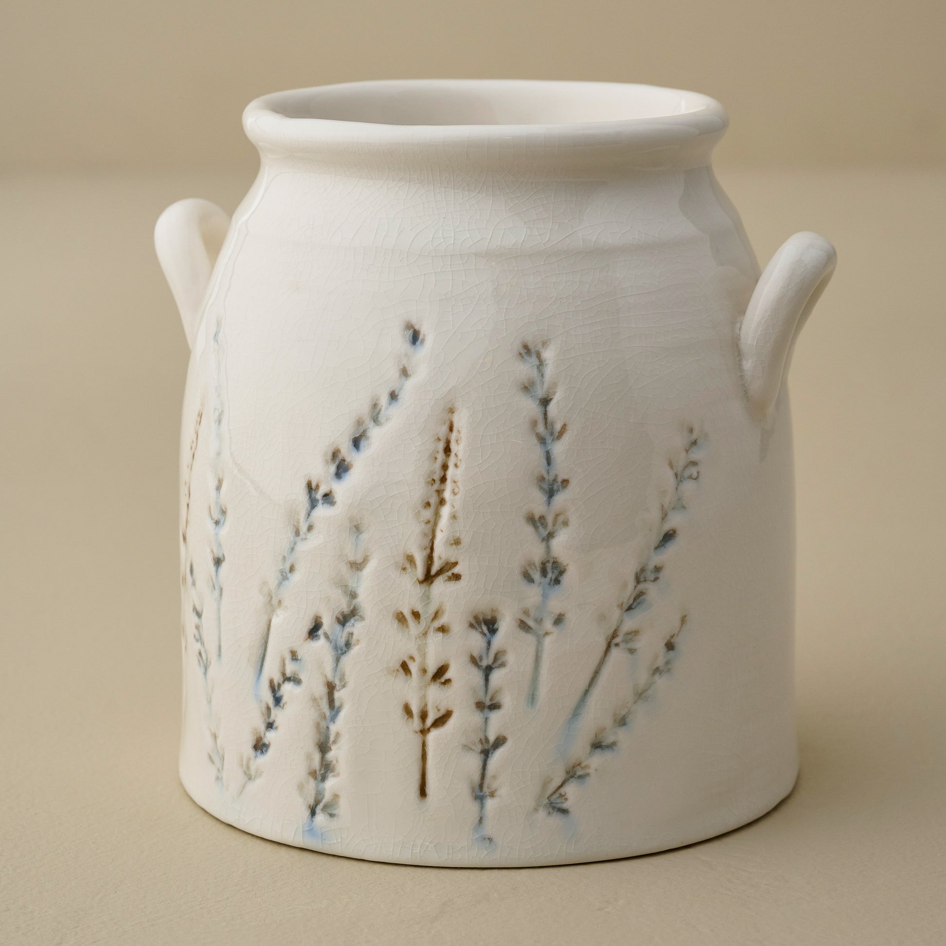 Pressed Floral Utensil Crock