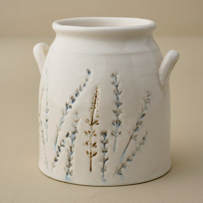 Pressed Floral Utensil Crock