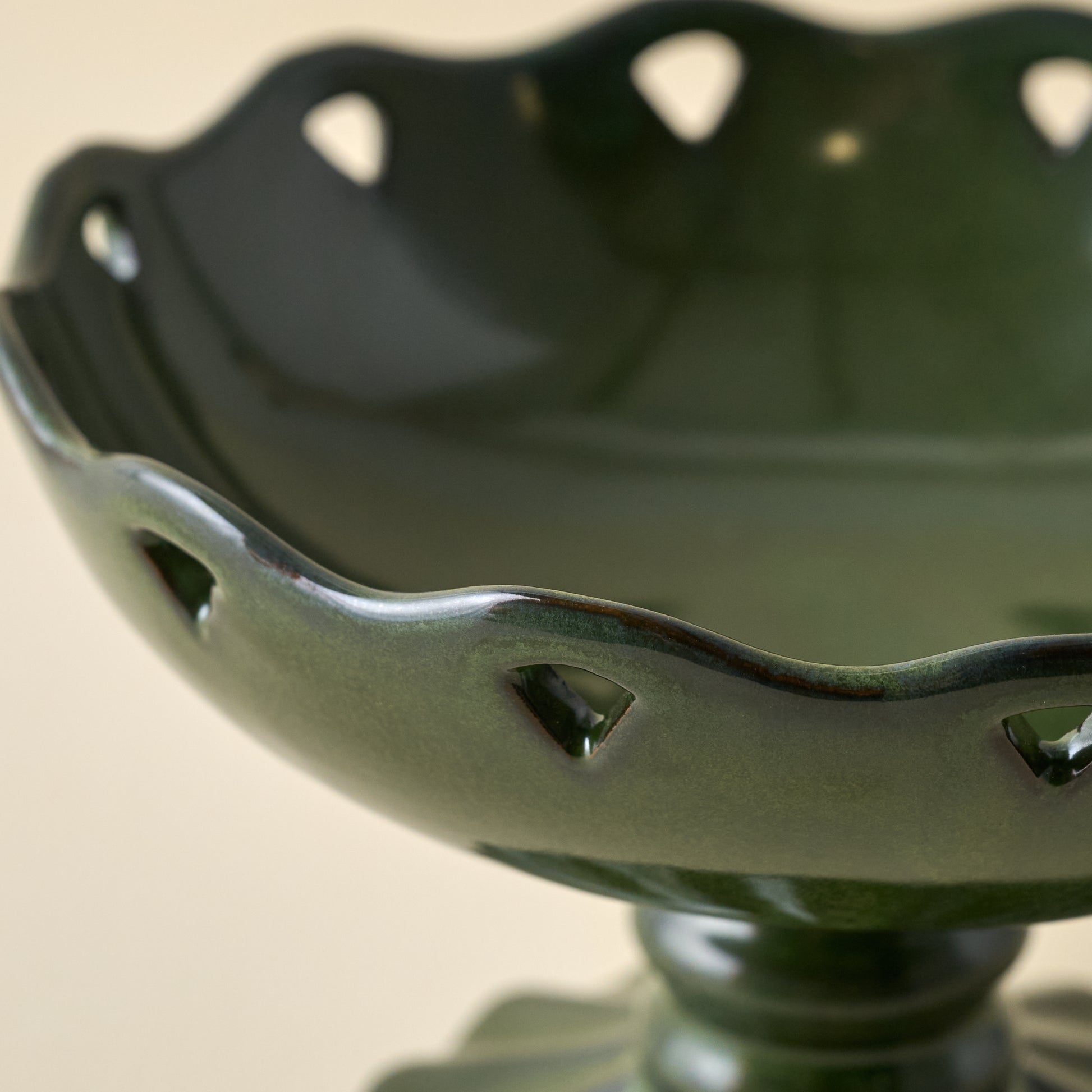 Libby Glazed Ceramic Footed Bowl close up view