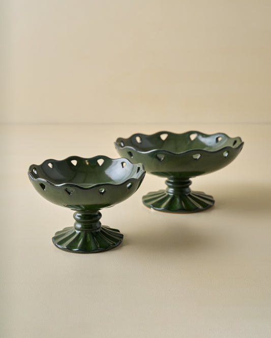 Libby Glazed Ceramic Footed Bowl (small and large)