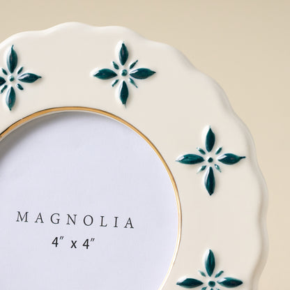 Blue Round Luna Photo Frame up close