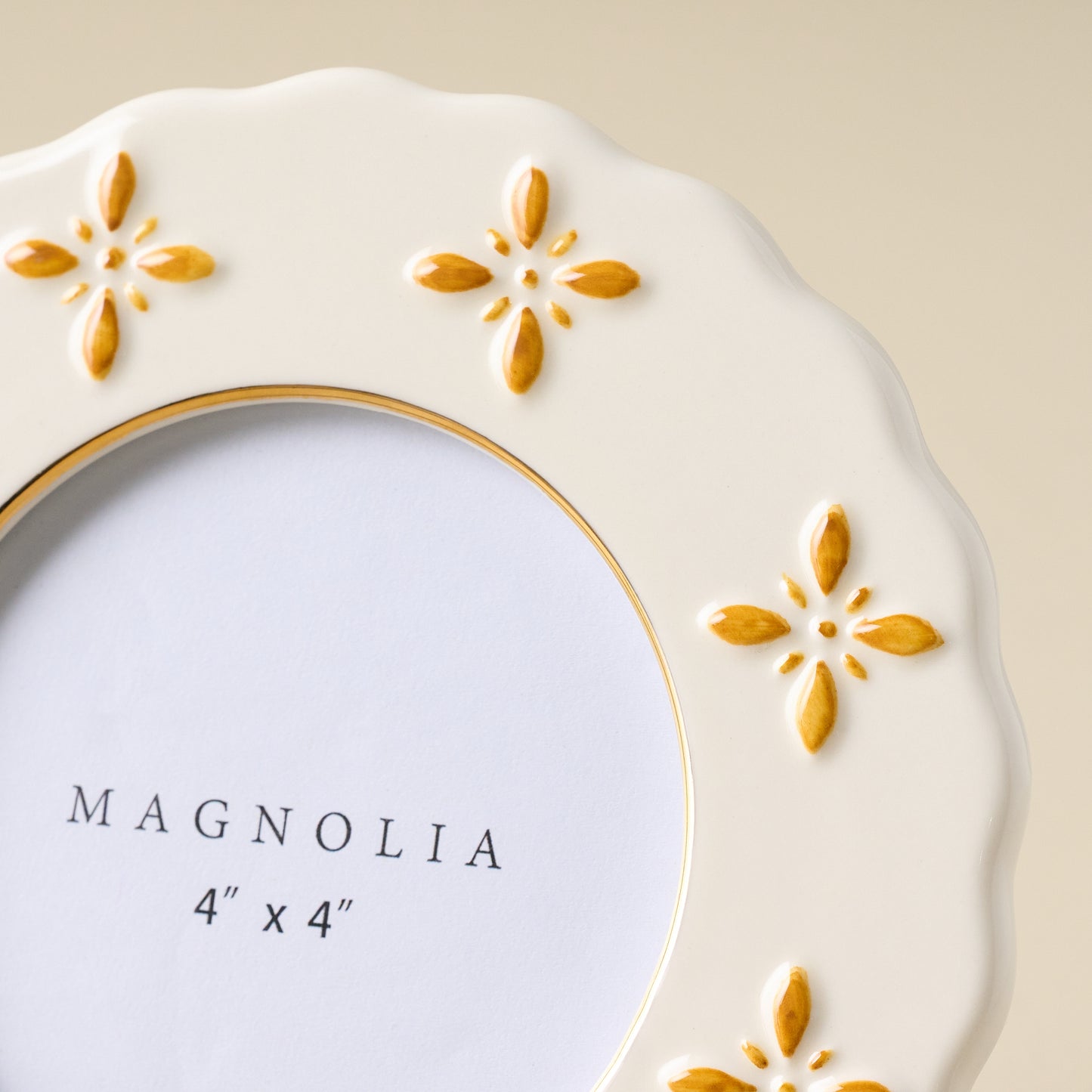 Golden Yellow Round Luna Photo Frame up close
