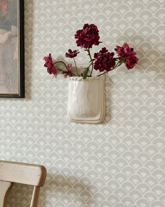 Cream Hale Ceramic Wall Vase shown styled on wall