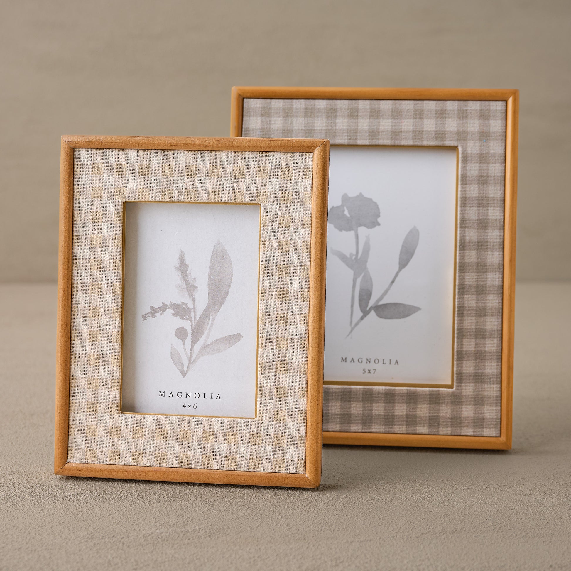 Maren Gingham Photo Frame shown with Maeve GIngham Photo Frame