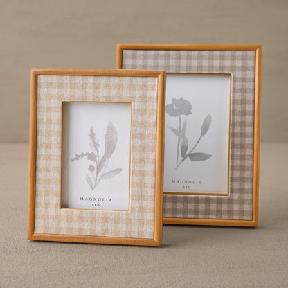 Maren Gingham Photo Frame shown with Maeve GIngham Photo Frame