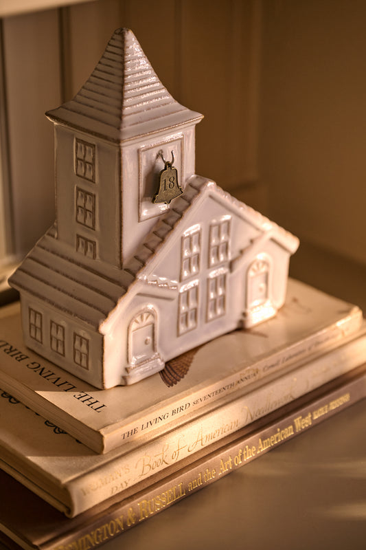 Ceramic Church Bell Countdown to Christmas in a room