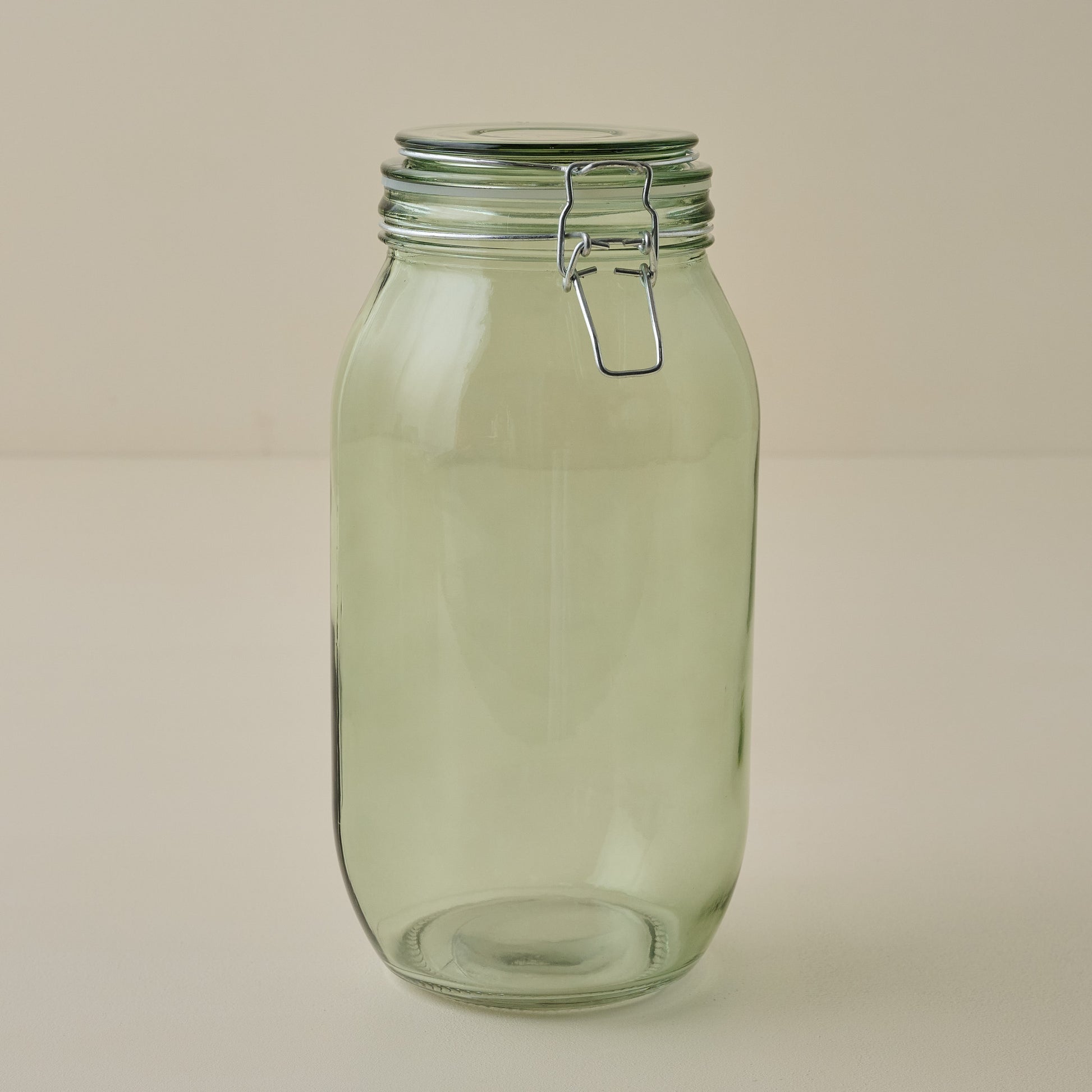 Large Magnolia Green Glass Storage Jar